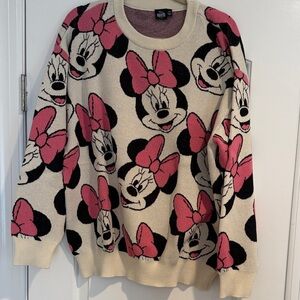 Minnie Mouse Cream & Pink Graphic Sweater by FashionNova
